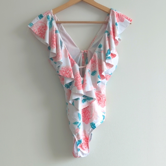 Floral Ruffle One-Piece Swimsuit M - Picture 2 of 6